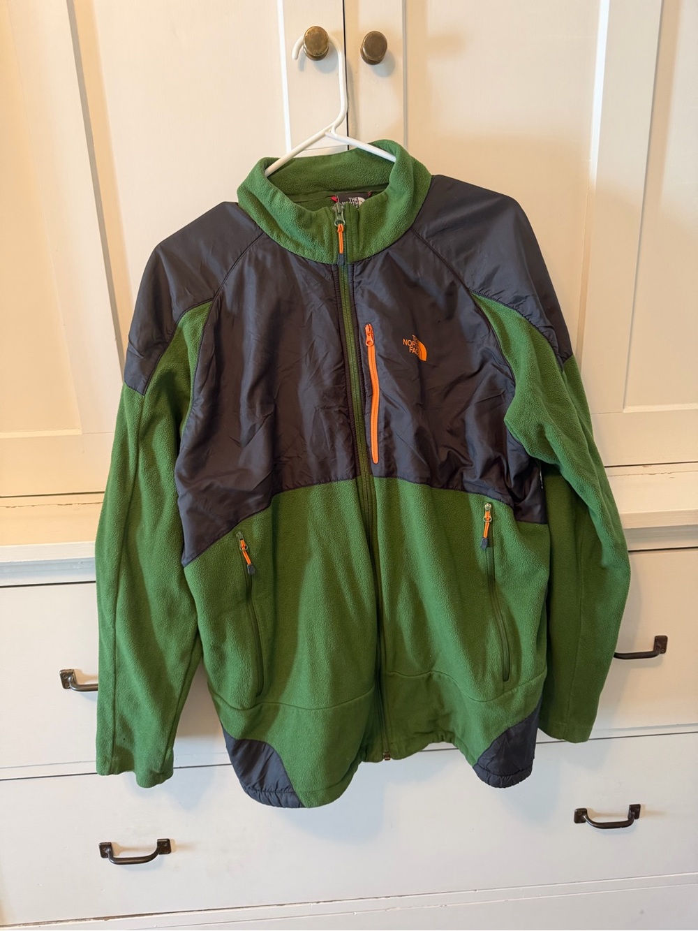 The North Face Black & Green Jacket with Orange Logo Accents